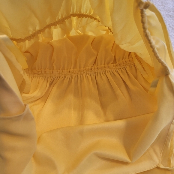 Bright Yellow Mini Ruffle Sweetheart Neck‎ Summer Sun Dress Size Small - Picture 5 of 14